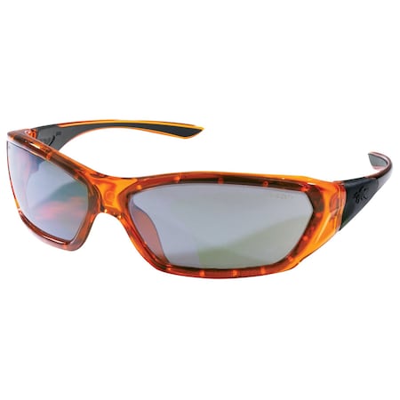Mcr Safety ForceFlex (FF1), Safety Glasses, Duramass Hard Coat, Silver Mirror Lens, Trans Orange Frame, 12 PK FF137